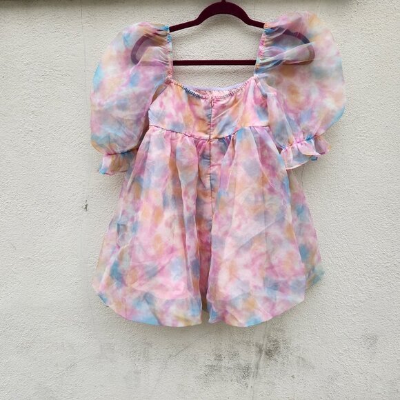 5/$100 SALE - LOVER Style Puff Sleeve Cloud Mini Dress - Picture 4 of 6